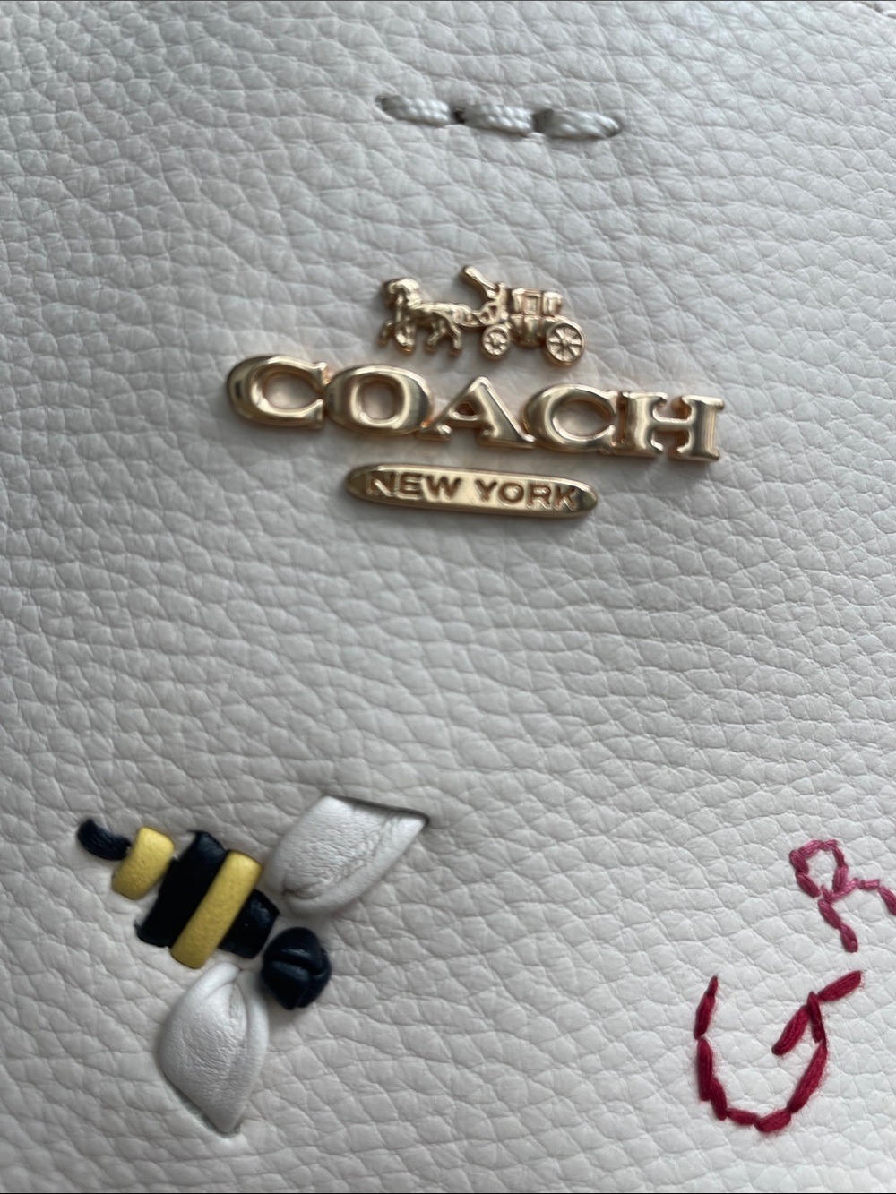 MOTHERS DAY SPECIAL Coach Cream Embroidered Leather Shoulder Bag - Picture 2 of 15